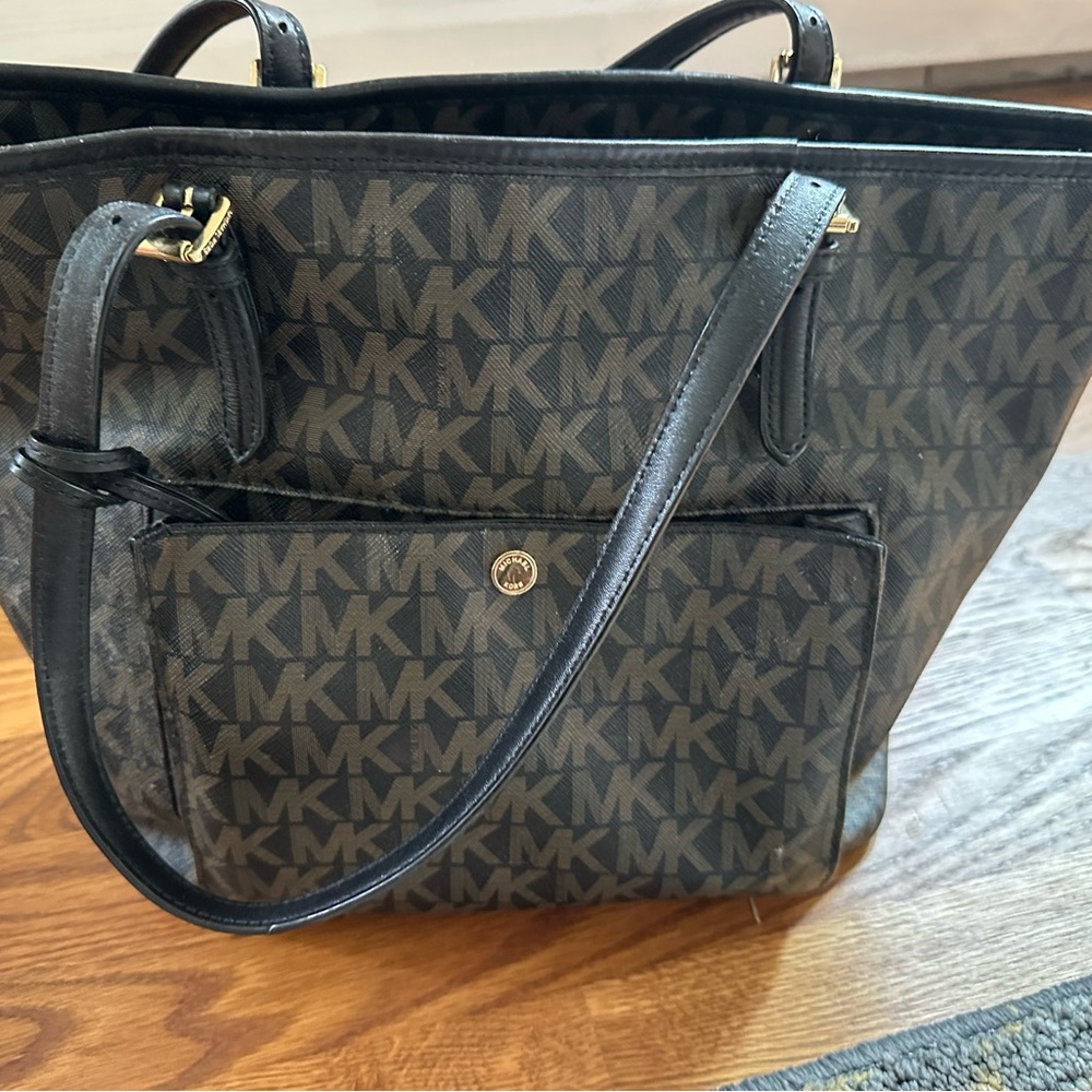 Michael Kors Monogram Black and Brown Tote